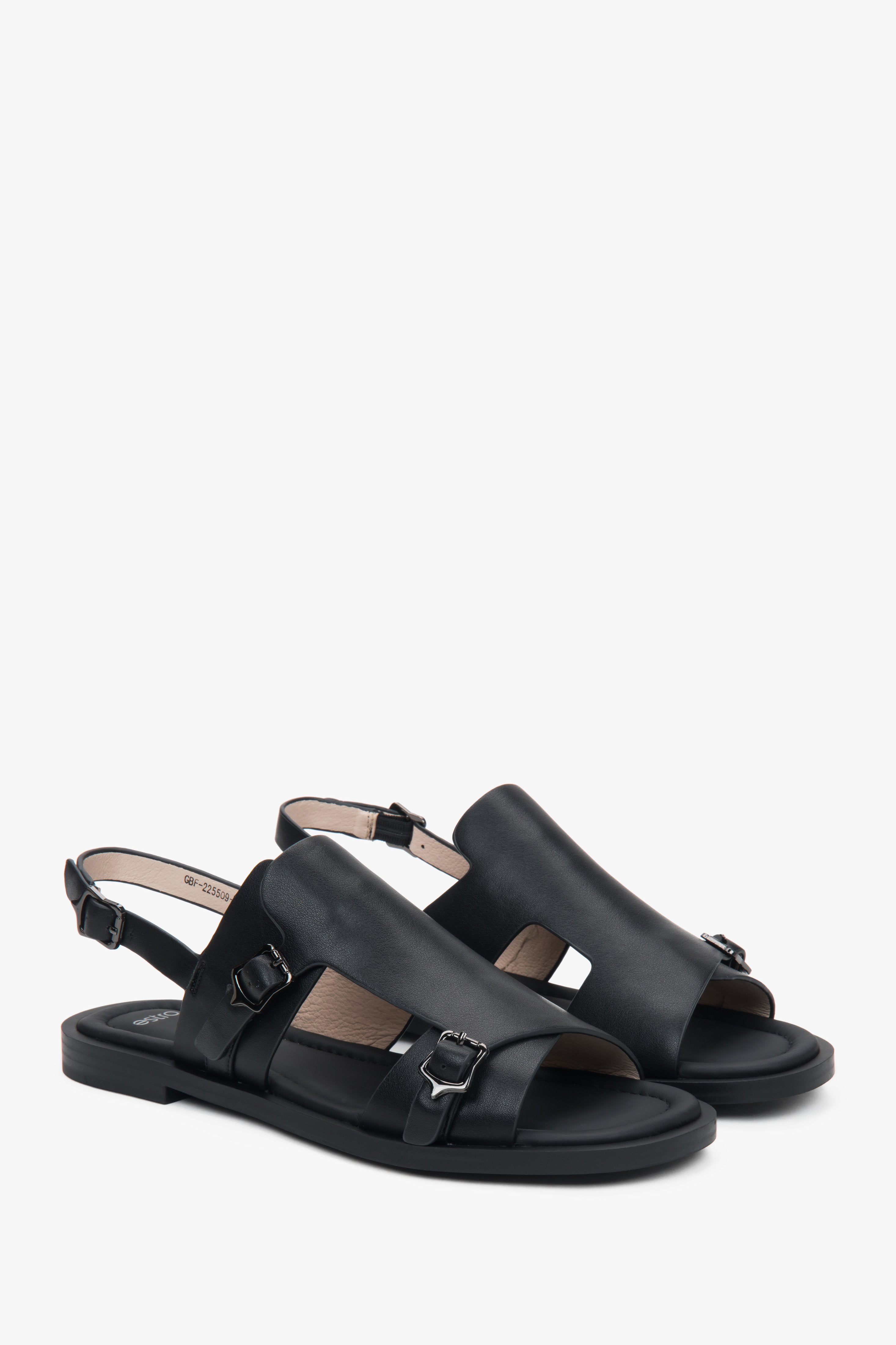 Women’s Black Strappy Sandals in Genuine Leather Estro ER00117116.