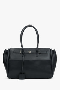 Women’s Black Structured Satchel Bag in Genuine Leather Estro ER00118935.