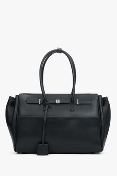 Women’s Black Structured Satchel Bag in Genuine Leather Estro ER00118935.