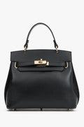 Women's Black Italian Textured Genuine Leather Satchel Bag Estro ER00120423.