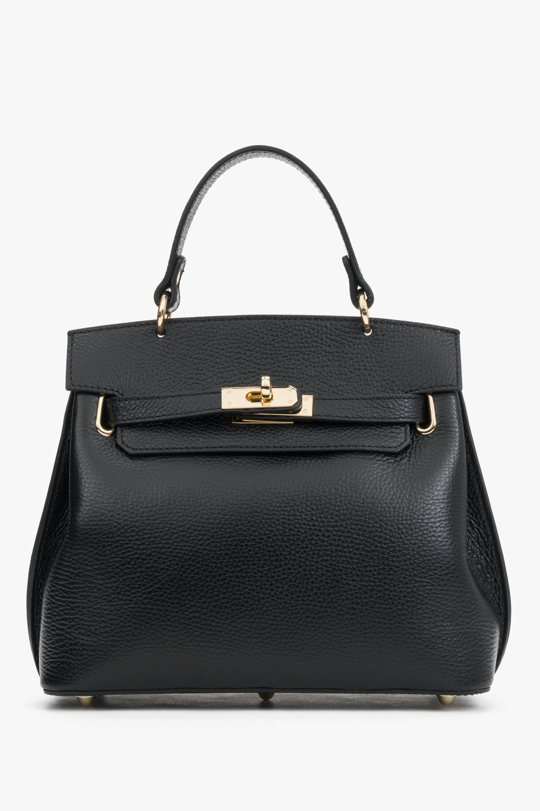 Women's Black Italian Textured Genuine Leather Satchel Bag Estro ER00120423.