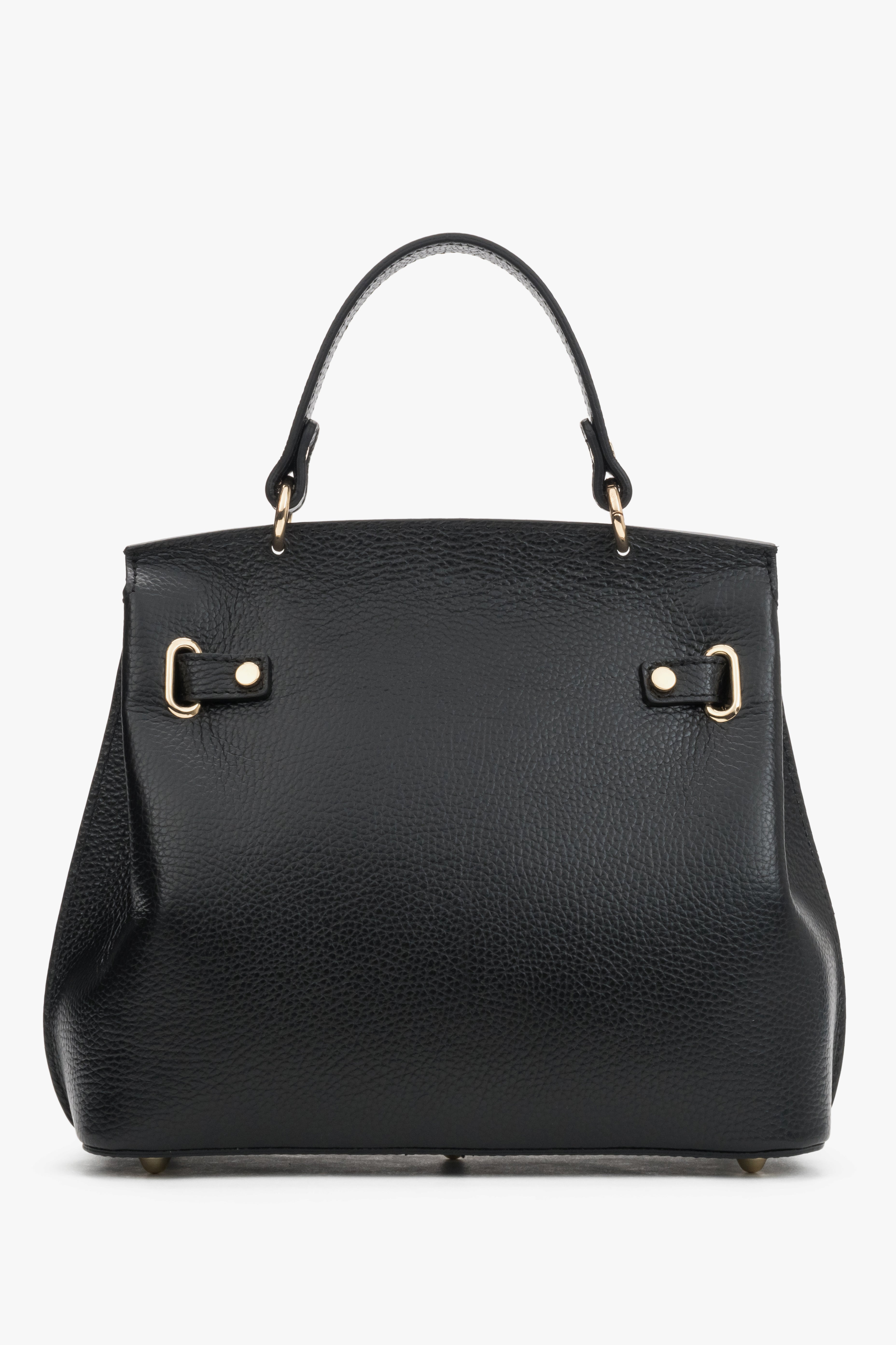 Black women’s Italian premium textured genuine leather satchel bag.