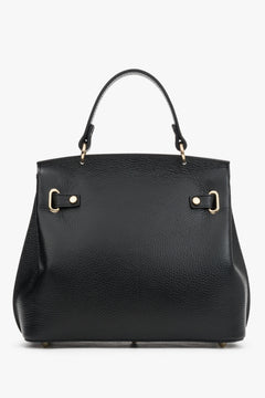 Black women’s Italian premium textured genuine leather satchel bag.