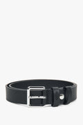 Women's Black Thin Belt made of Genuine Leather with a Silver Buckle Estro ER00118271.