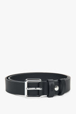 Women's Black Thin Belt made of Genuine Leather with a Silver Buckle Estro ER00118271.