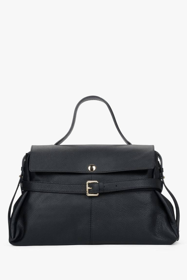 Women's Black Tote Bag made of Premium Italian Genuine Leather Estro ER00118553.