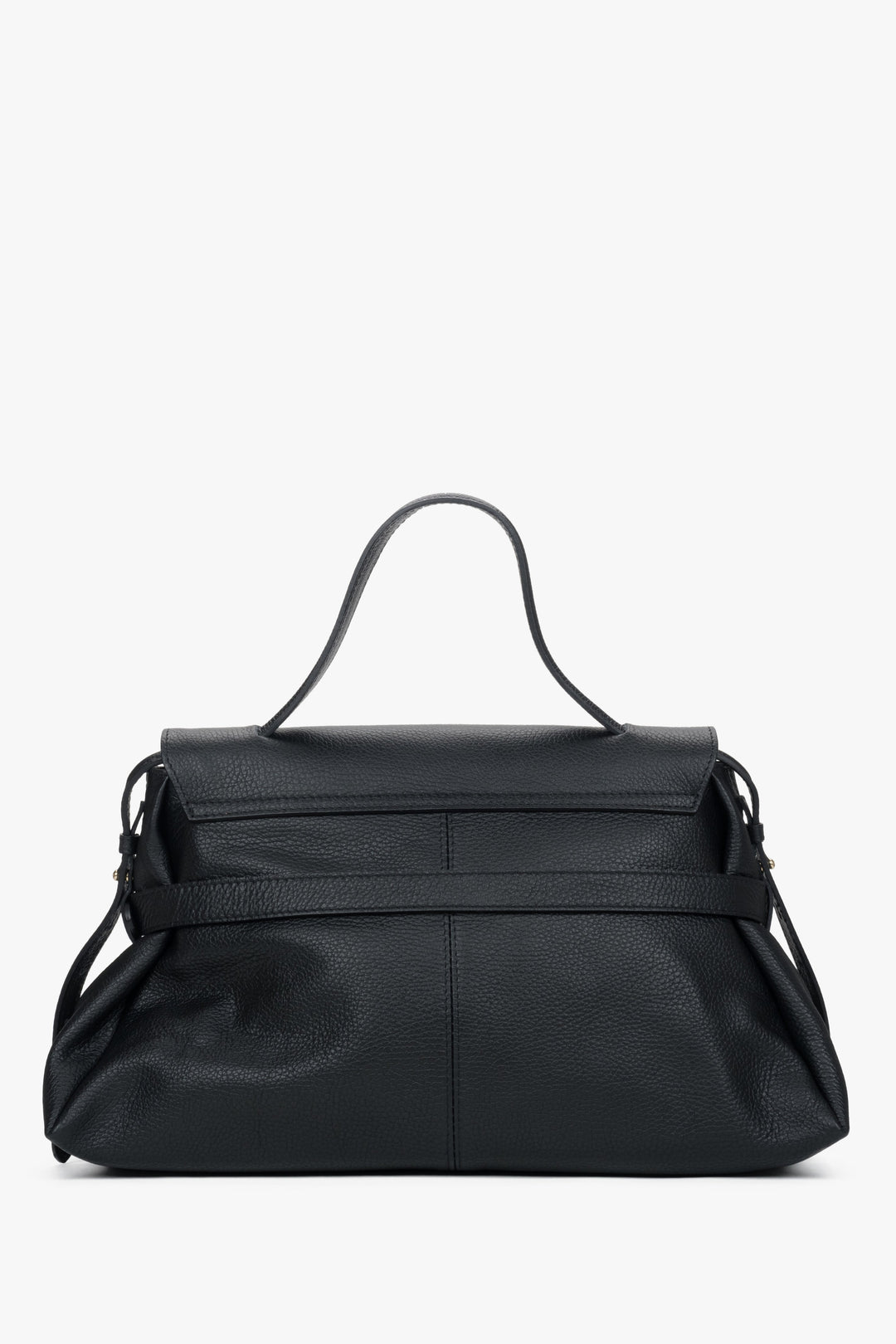 Women's black tote bag made of Premium Italian genuine leather by Estro.