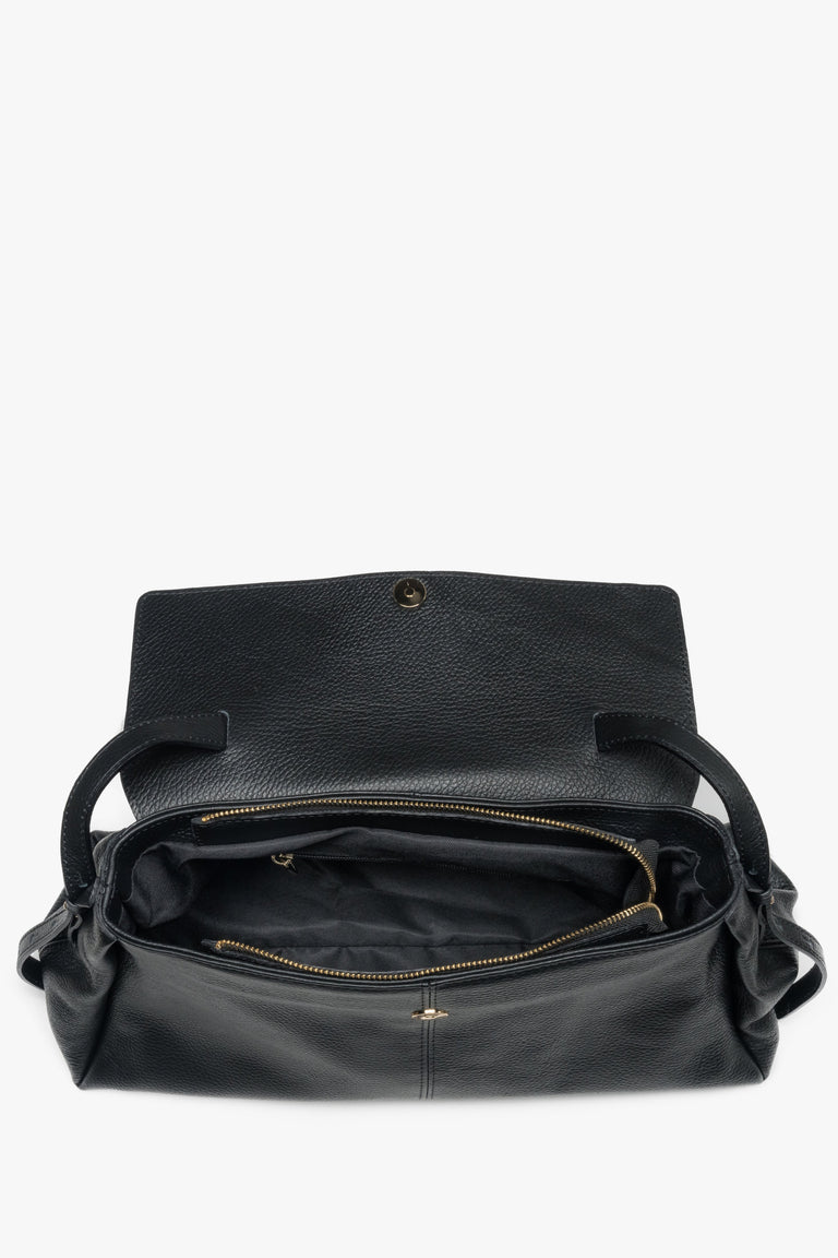 Estro women's black tote bag, made of Premium Italian genuine leather.