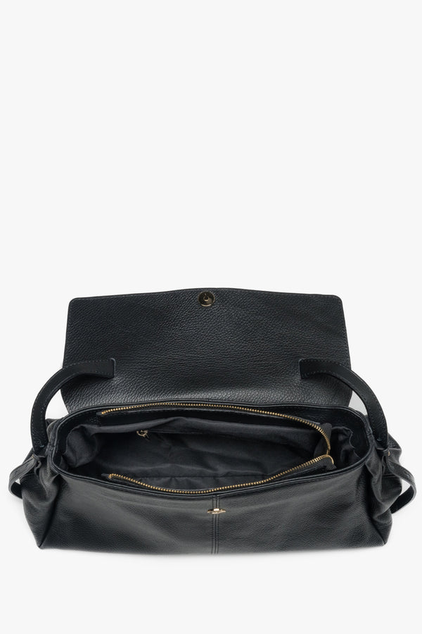 Estro women's black tote bag, made of Premium Italian genuine leather.