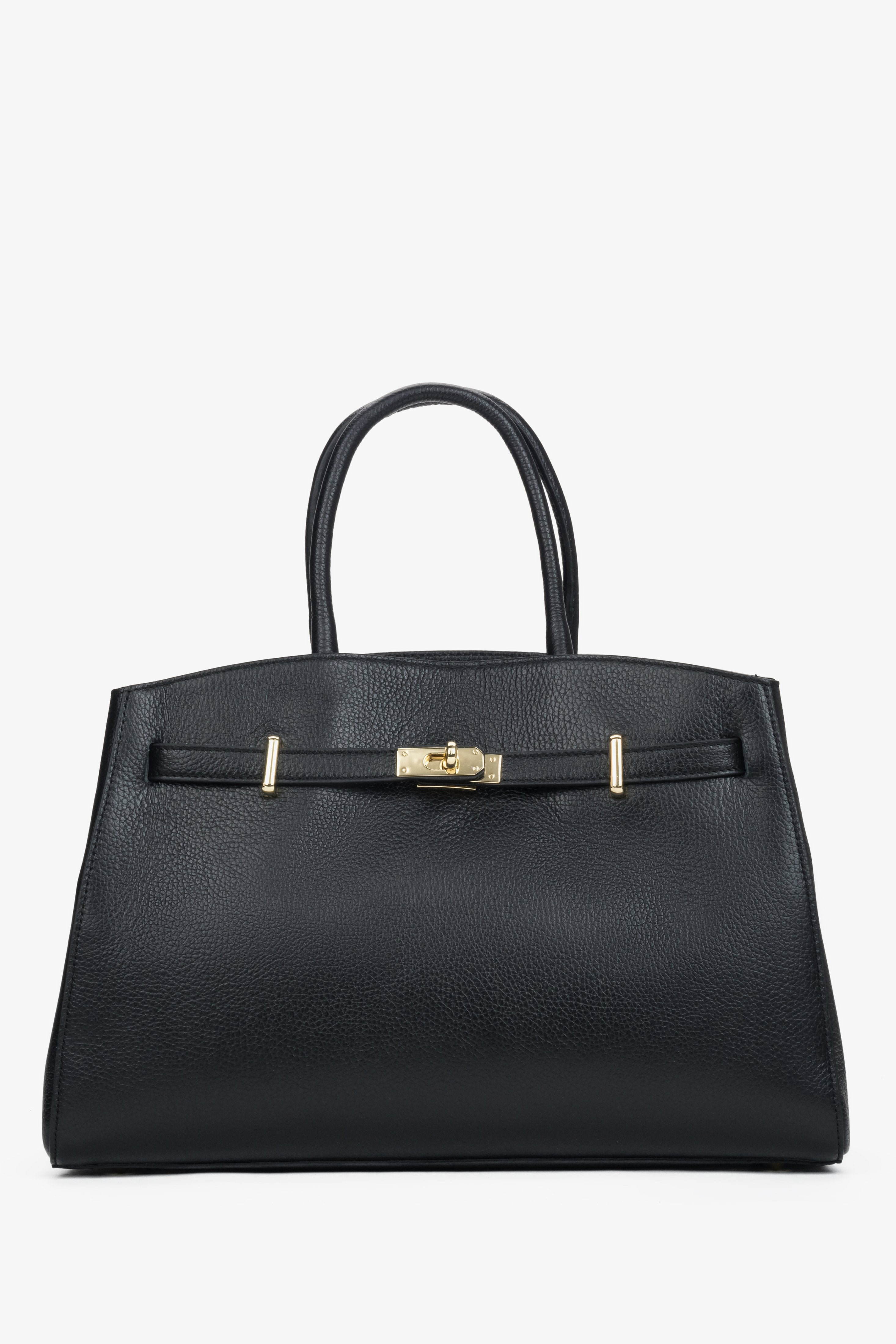 Women's Black Tote Bag made of Premium Italian Genuine Leather Estro ER00118556.