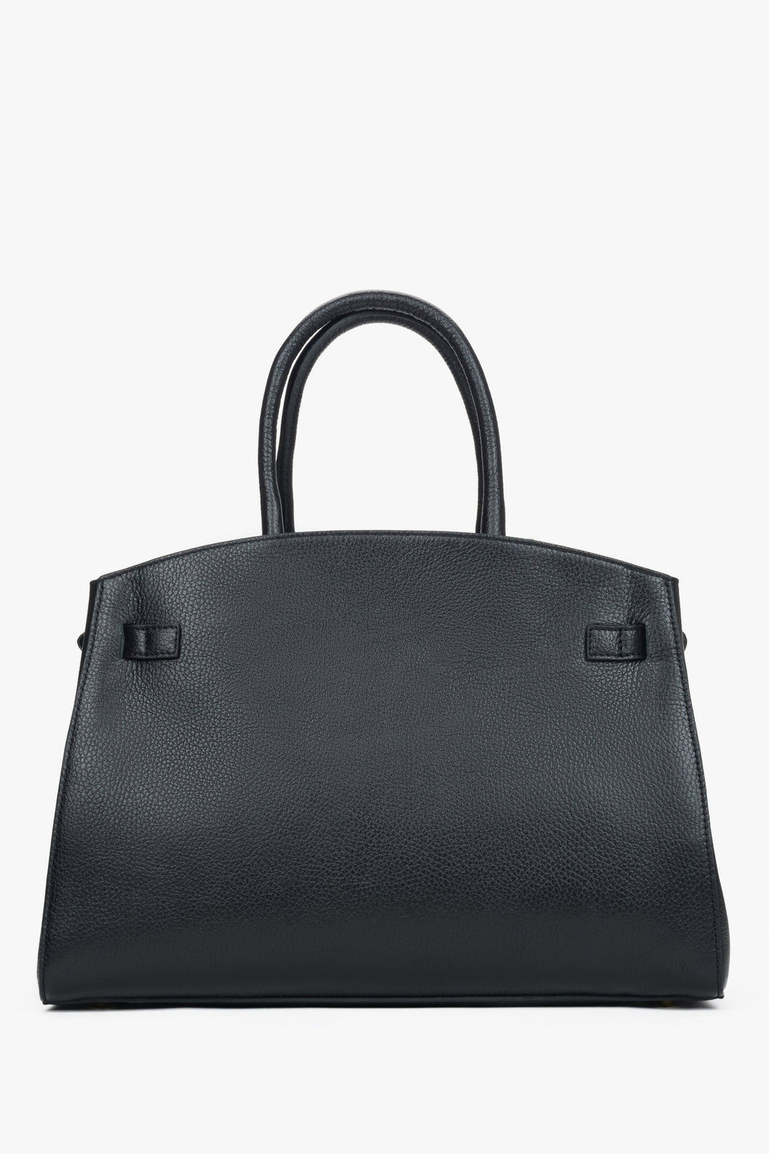 Estro handbag, elegant, black, tote style, made of Premium Italian genuine leather.