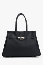 Women's Black Tote Bag in Premium Italian Genuine Leather Estro ER00120583.