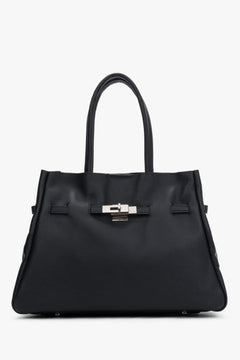 Women's Black Tote Bag in Premium Italian Genuine Leather Estro ER00120583.