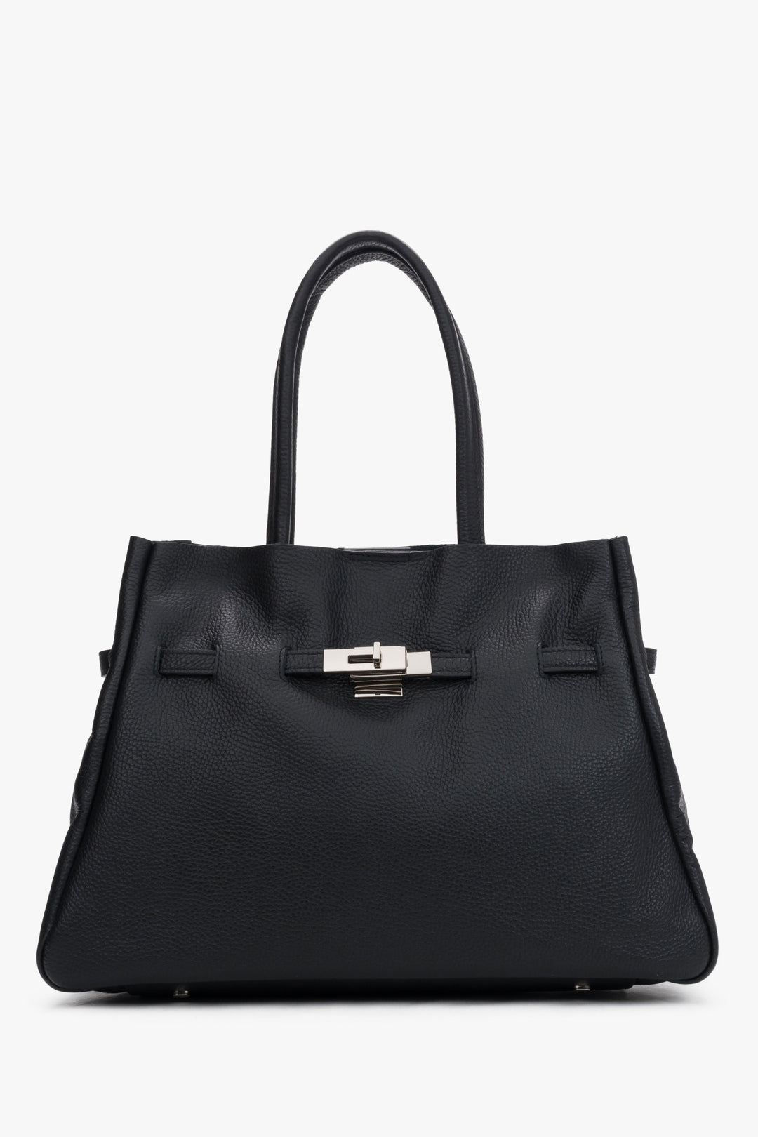 Women's Black Tote Bag in Premium Italian Genuine Leather Estro ER00120583.