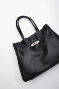 Women's Black Tote Bag in Premium Italian Genuine Leather Estro ER00120583