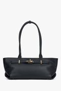 Women's Black Tote Handbag made of Premium Italian Genuine Leather with Long Handles Estro ER00118151.