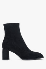 Women’s Black Velour Ankle Boots with a Stable Block Heel Estro ER00118179.
