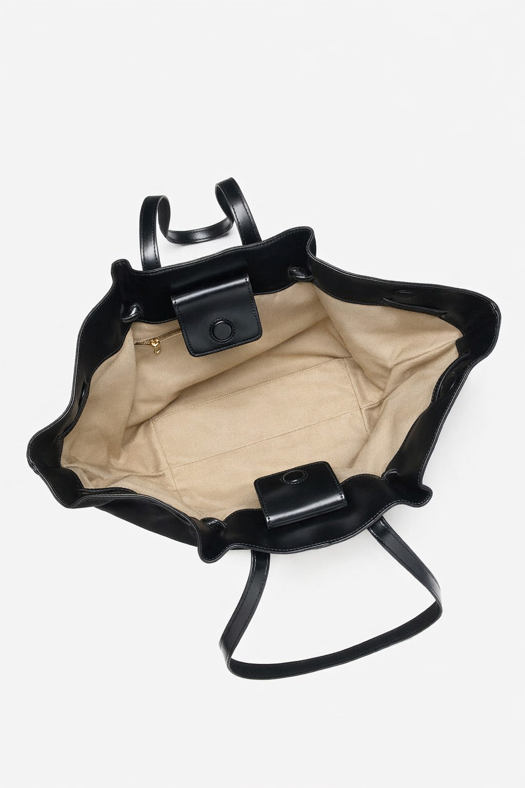 Women's black velour handbag, designed by Estro, with elegant long handles.