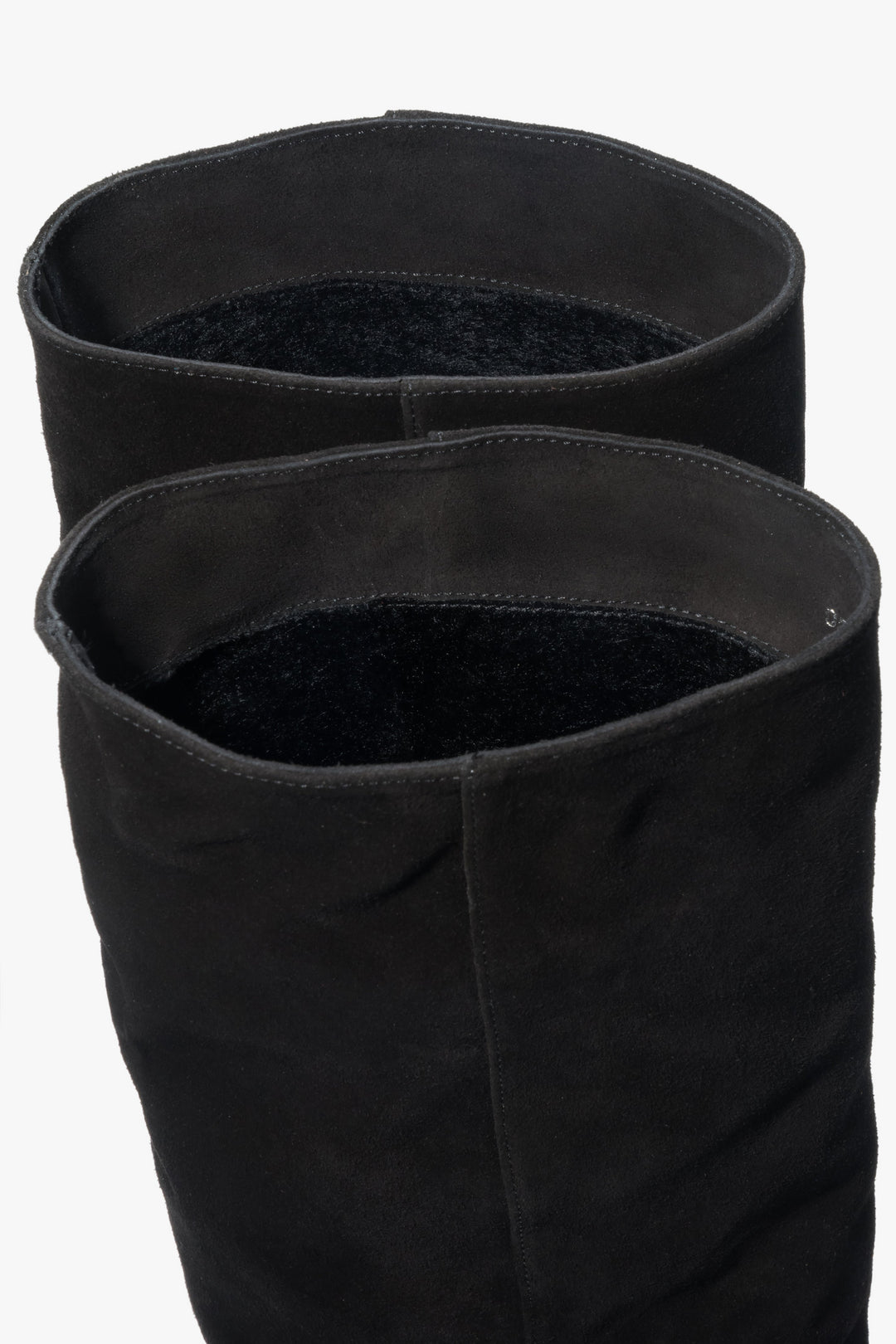 Women's black knee-high boots Estro ER00118234, made of genuine velour with a low flared heel.