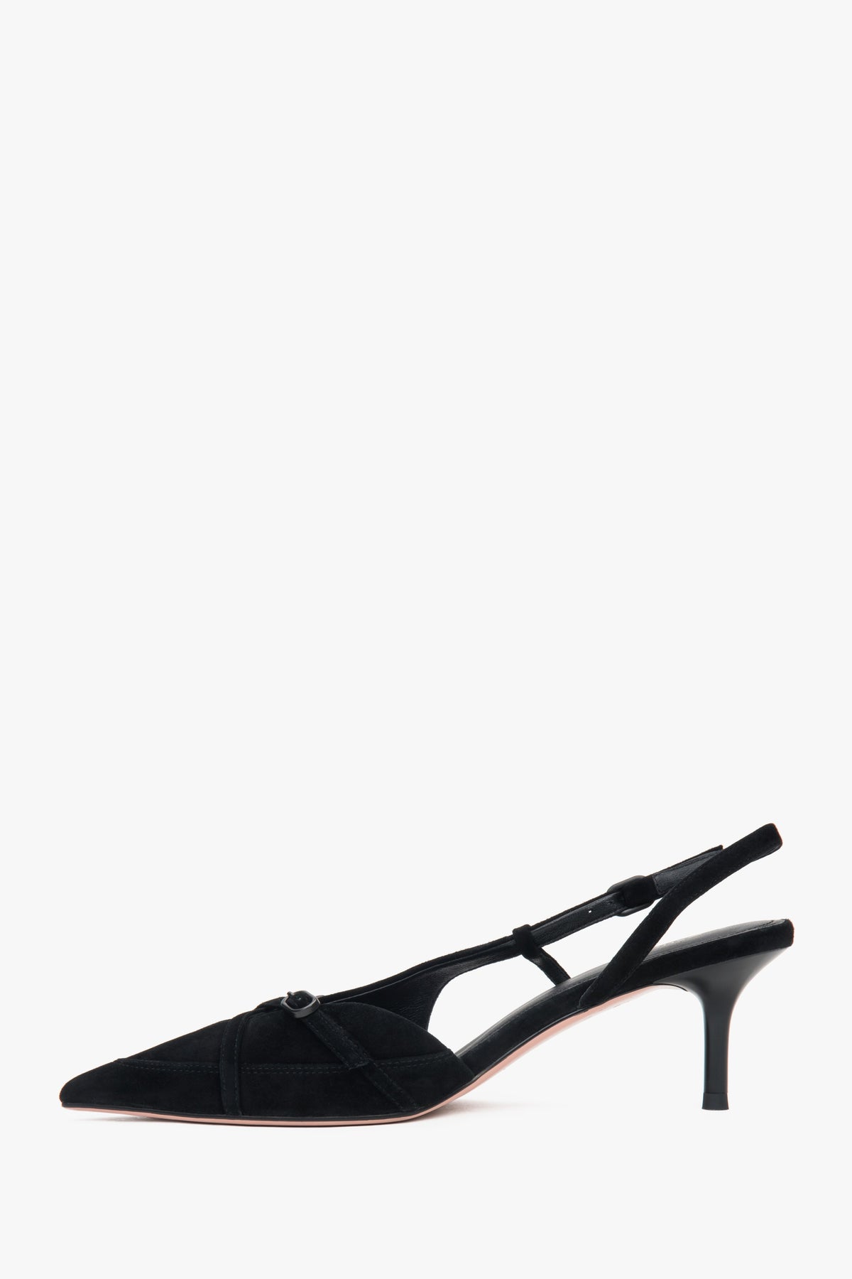 Estro women's slingbacks in black velour with low heel.