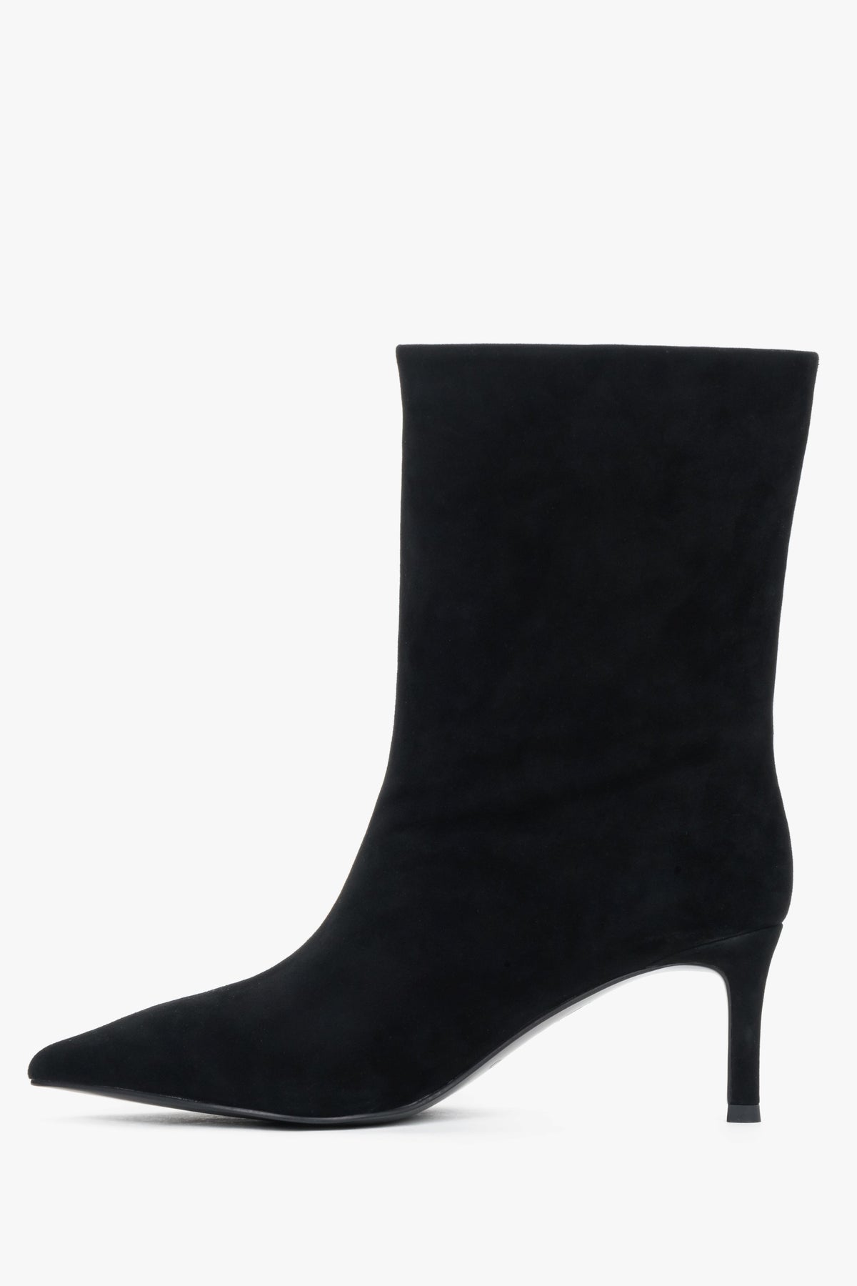 Women's black genuine velour pointed-toe stiletto ankle boots Estro (ER00120768).