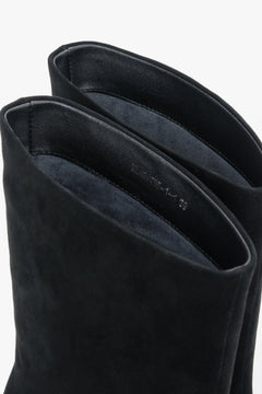Estro - women's black velour pointed-toe stiletto ankle boots.
