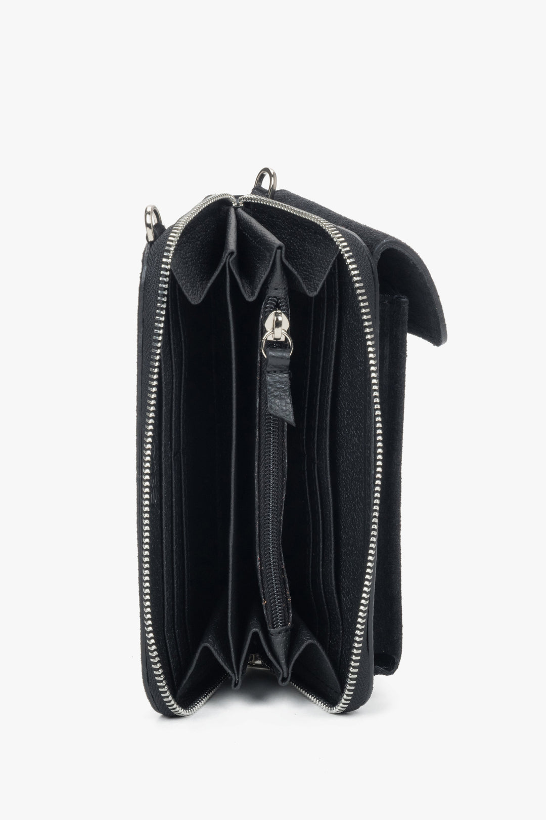 Women’s black pouch made of Premium Italian genuine velour.