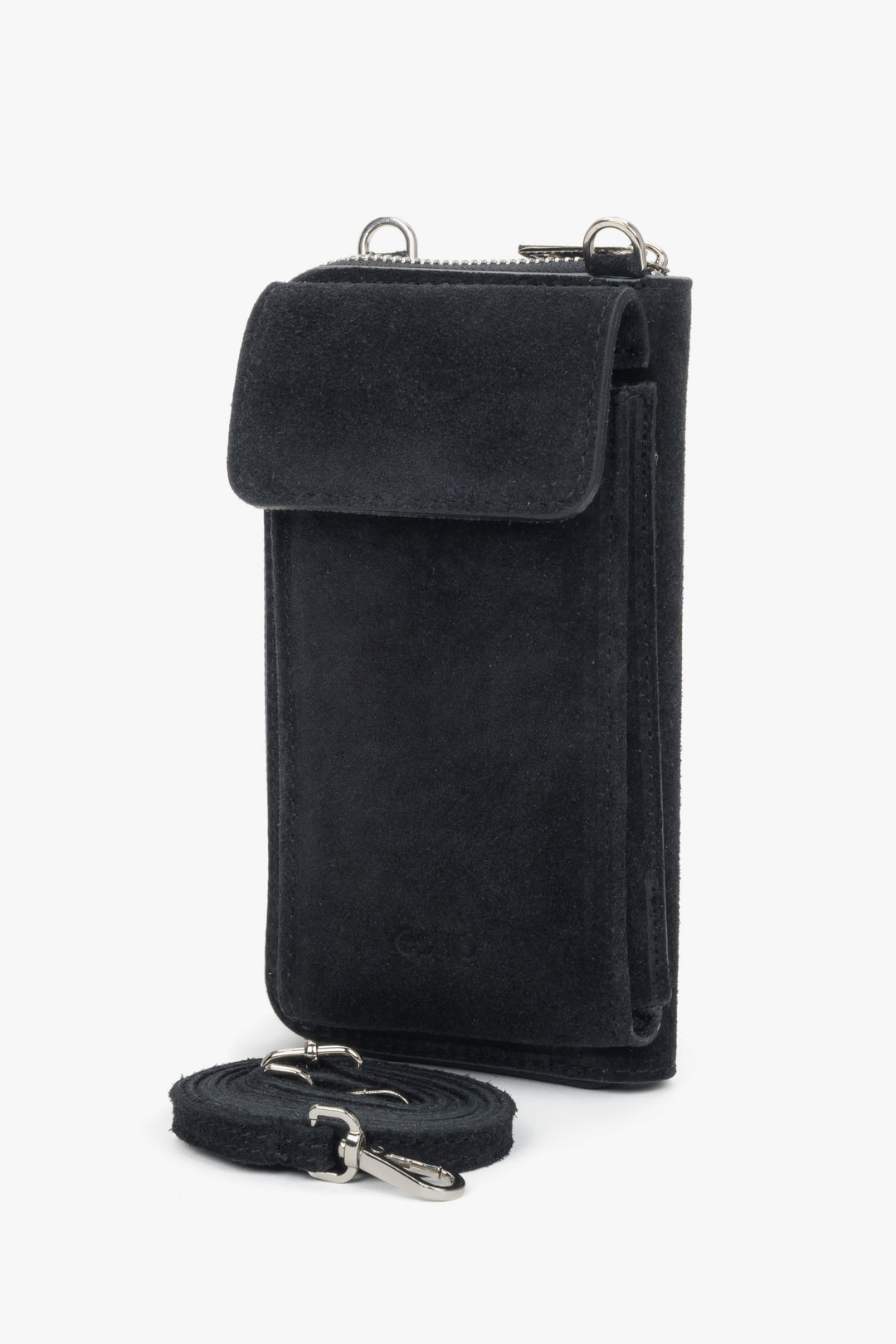 Black women’s pouch made of Premium Italian genuine velour, Estro.