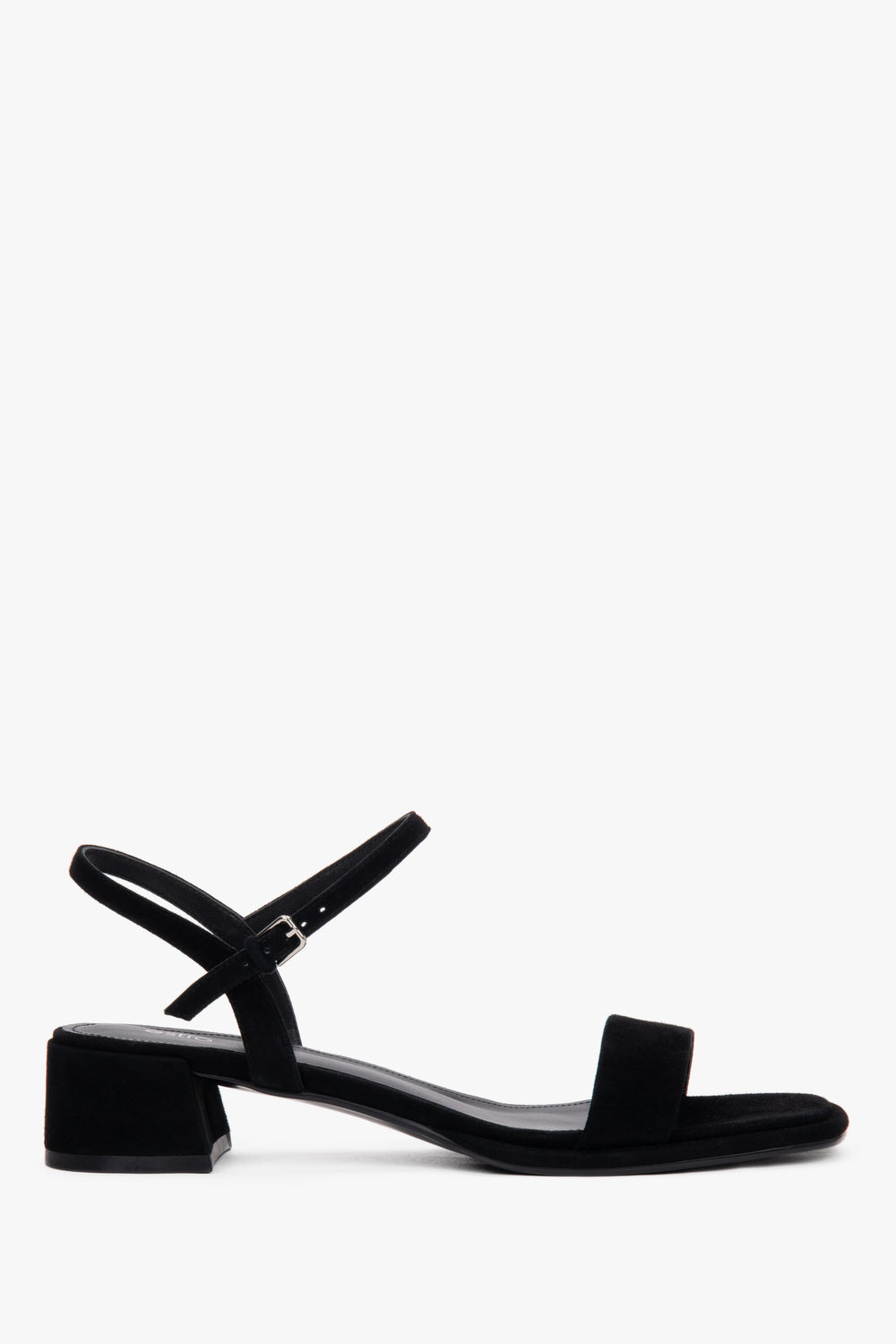 Women's Black Genuine Velour Sandals on a Low Block Heel Estro ER00119705.