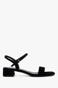 Women's Black Genuine Velour Sandals on a Low Block Heel Estro ER00119705.