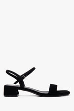 Women's Black Genuine Velour Sandals on a Low Block Heel Estro ER00119705.