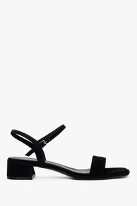 Women's Black Genuine Velour Sandals on a Low Block Heel Estro ER00119705.