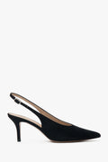 Women's Black Velour Slingback Pumps Estro ER00117233.