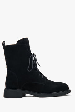 Women’s Black Velour Winter Ankle Boots with Fur Lining Estro ER00118579.