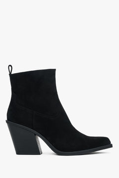 Women’s Black Warm Cowboy Boots in Premium Italian Genuine Velour Estro ER00118890.