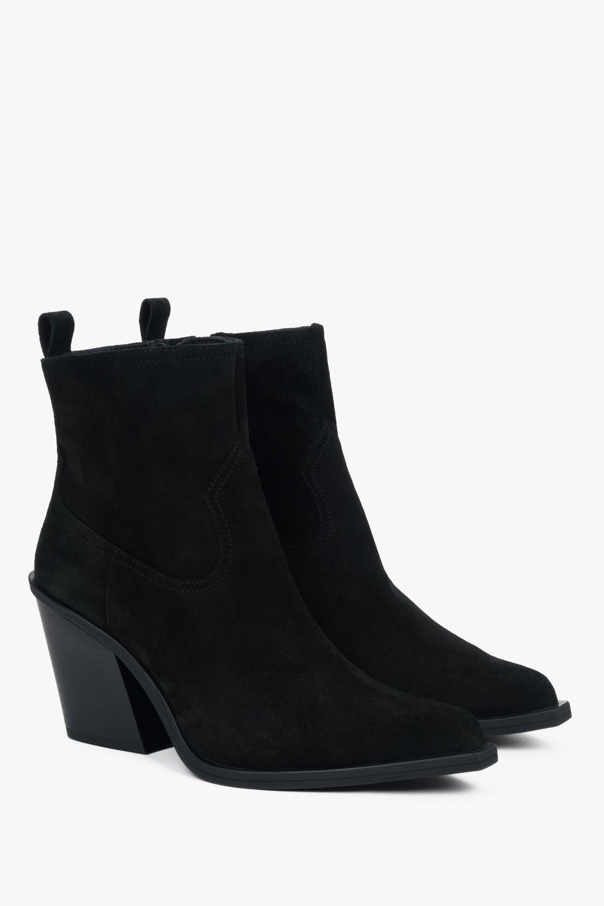 Black warm women’s cowboy boots in premium Italian genuine velour.
