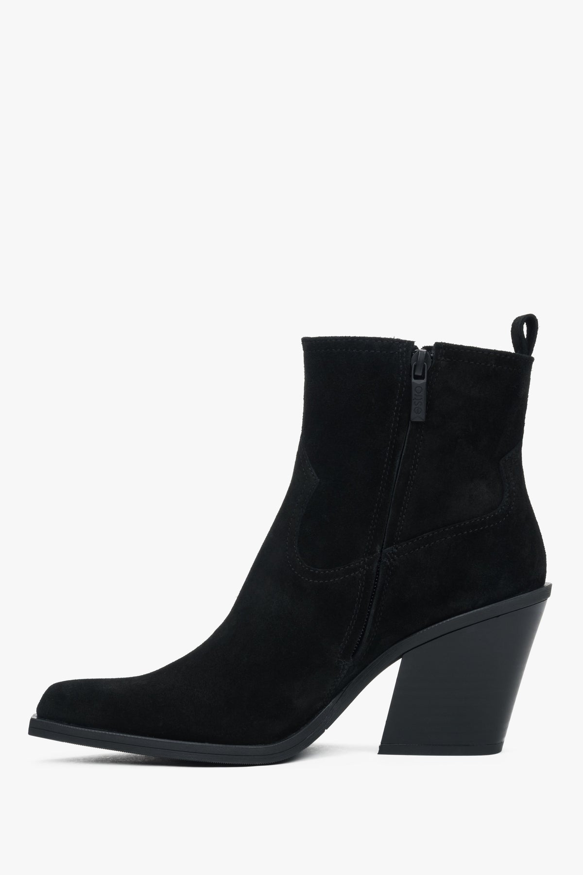 Women’s cowboy boots Estro, black, warm, made of premium Italian genuine velour.