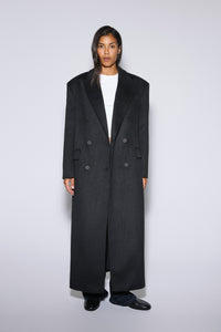 Women's Black Wool and Cashmere Coat with Broad Shoulders Estro ER00120604.