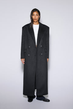 Women's Black Wool and Cashmere Coat with Broad Shoulders Estro ER00120604.