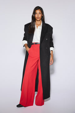 Women's black wool and cashmere coat with broad shoulders Estro (ER00120604).