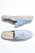 Light blue Estro women’s mules made of soft Italian premium natural velour.
