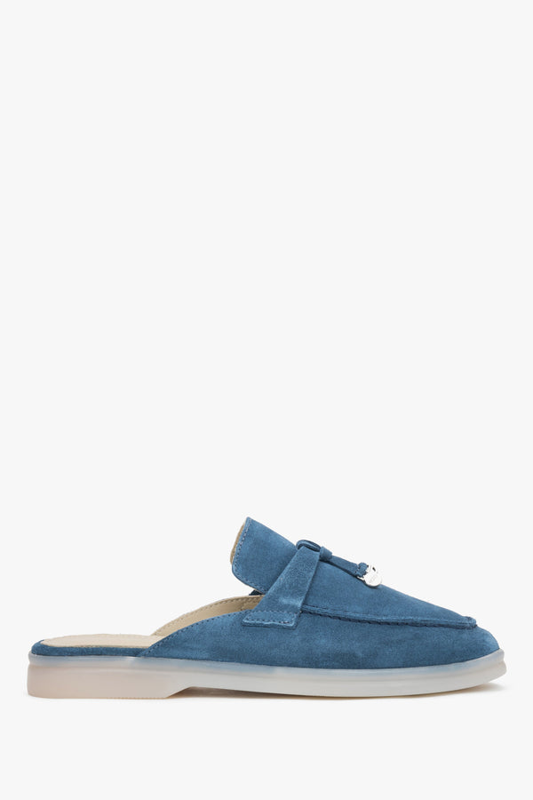 Women’s Blue Mules made of Soft Premium Italian Genuine Velour Estro ER00119612.
