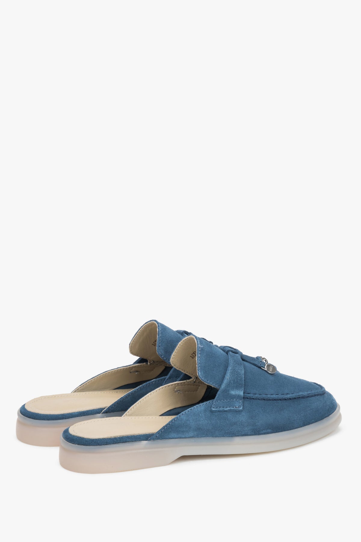 Blue women’s mules Estro made of soft premium Italian natural velour.