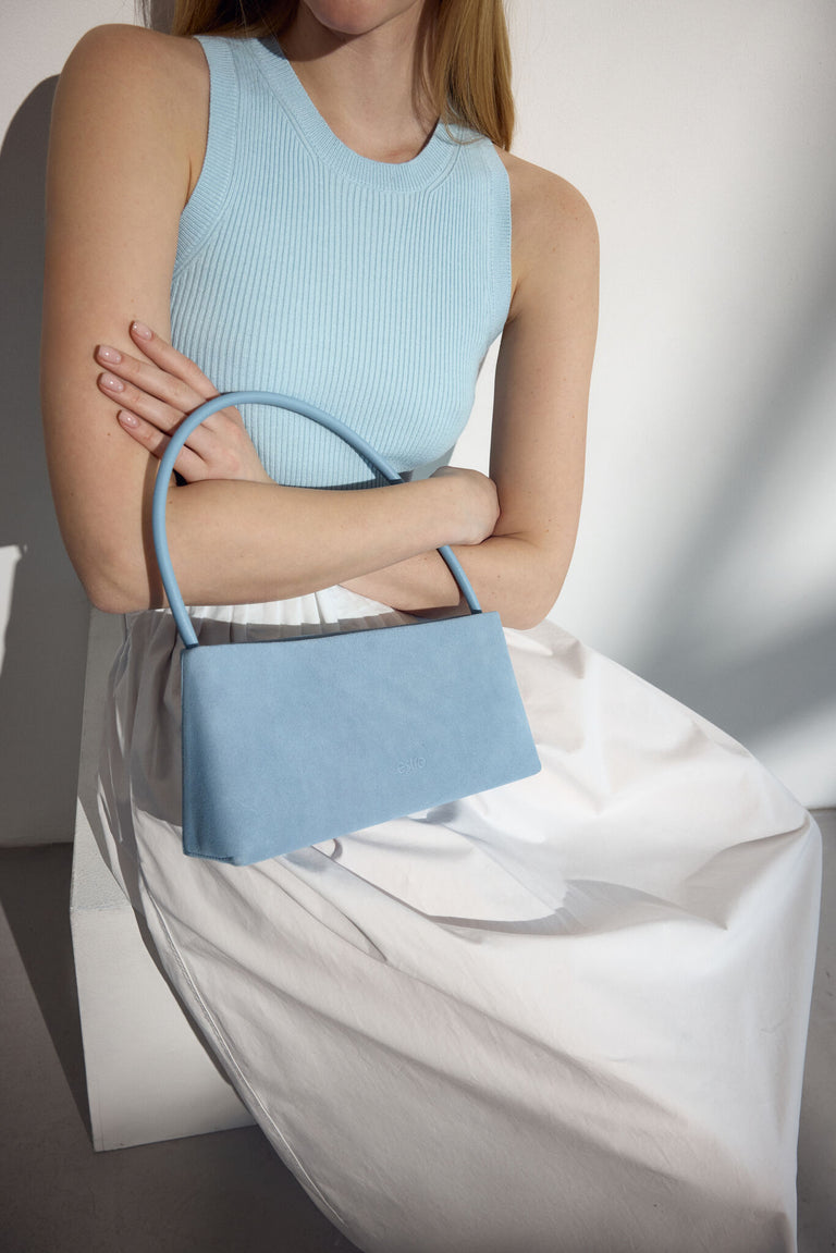 Women's Blue Genuine Velour Shoulder Bag Estro ER00116824.