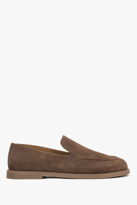 Women’s Brown Barefoot Loafers in Premium Italian Genuine Velour Estro ER00119353.