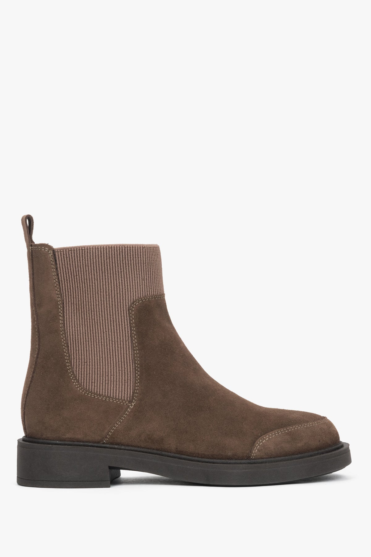 Women's Brown Chelsea Boots made of Premium Italian Genuine Velour Estro ER00118645.