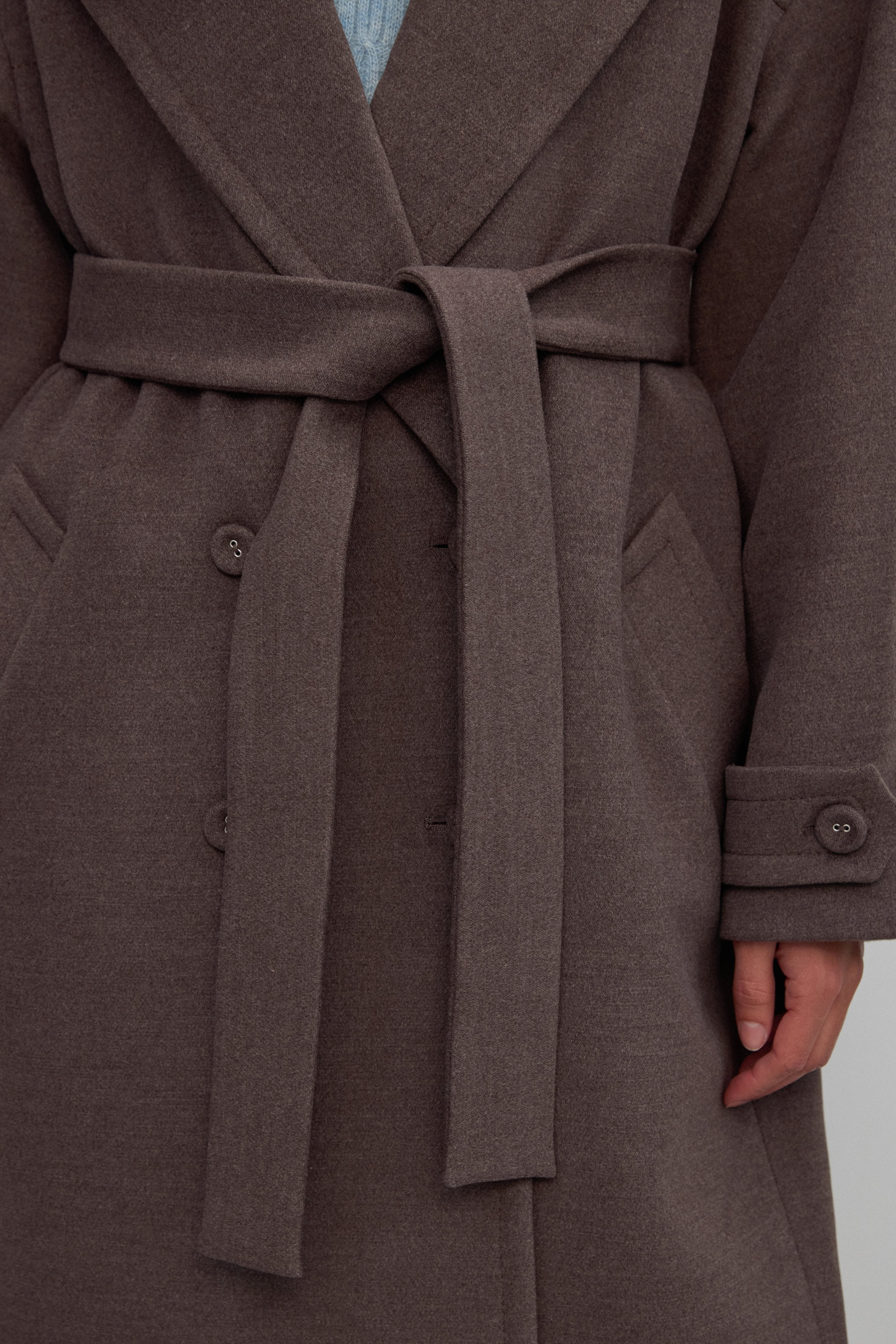 Women’s Brown Double-Breasted Coat.