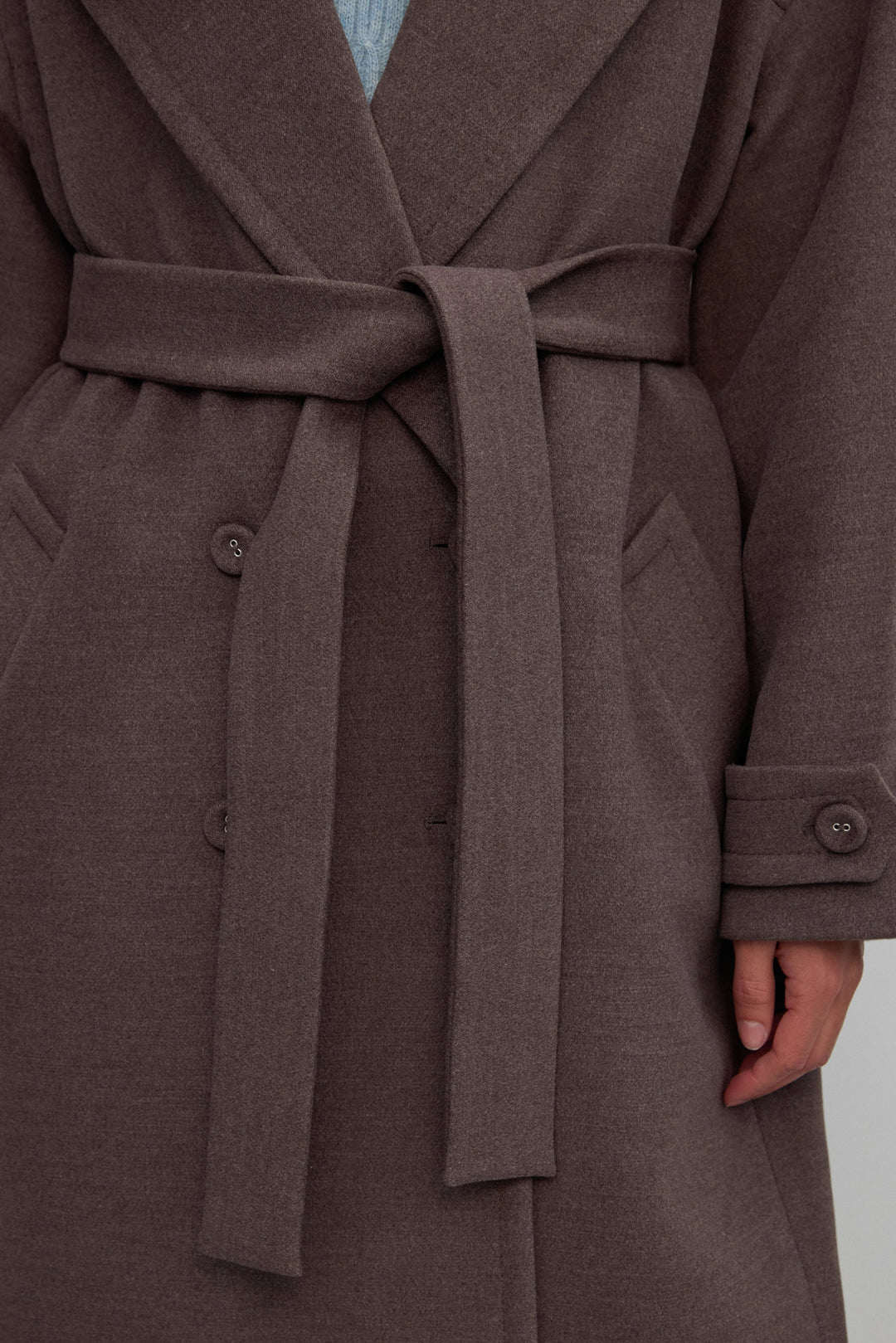 Women’s Brown Double-Breasted Coat.