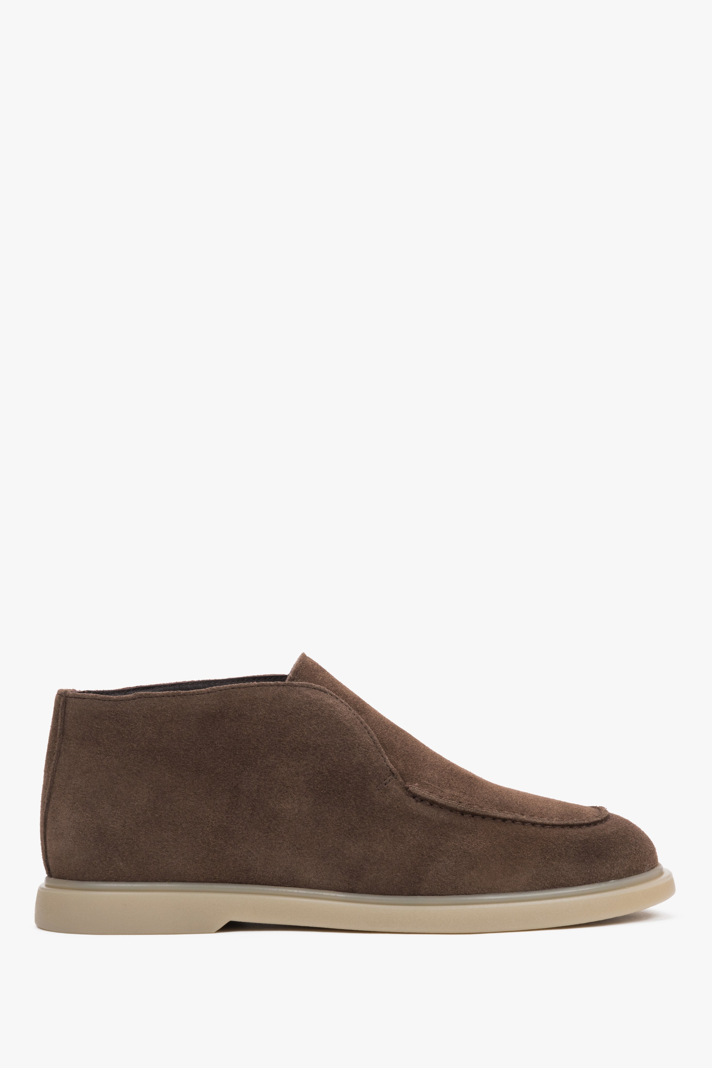 Women's Brown High Ankle Loafers made of Genuine Italian Premium Velour Estro ER00120686.
