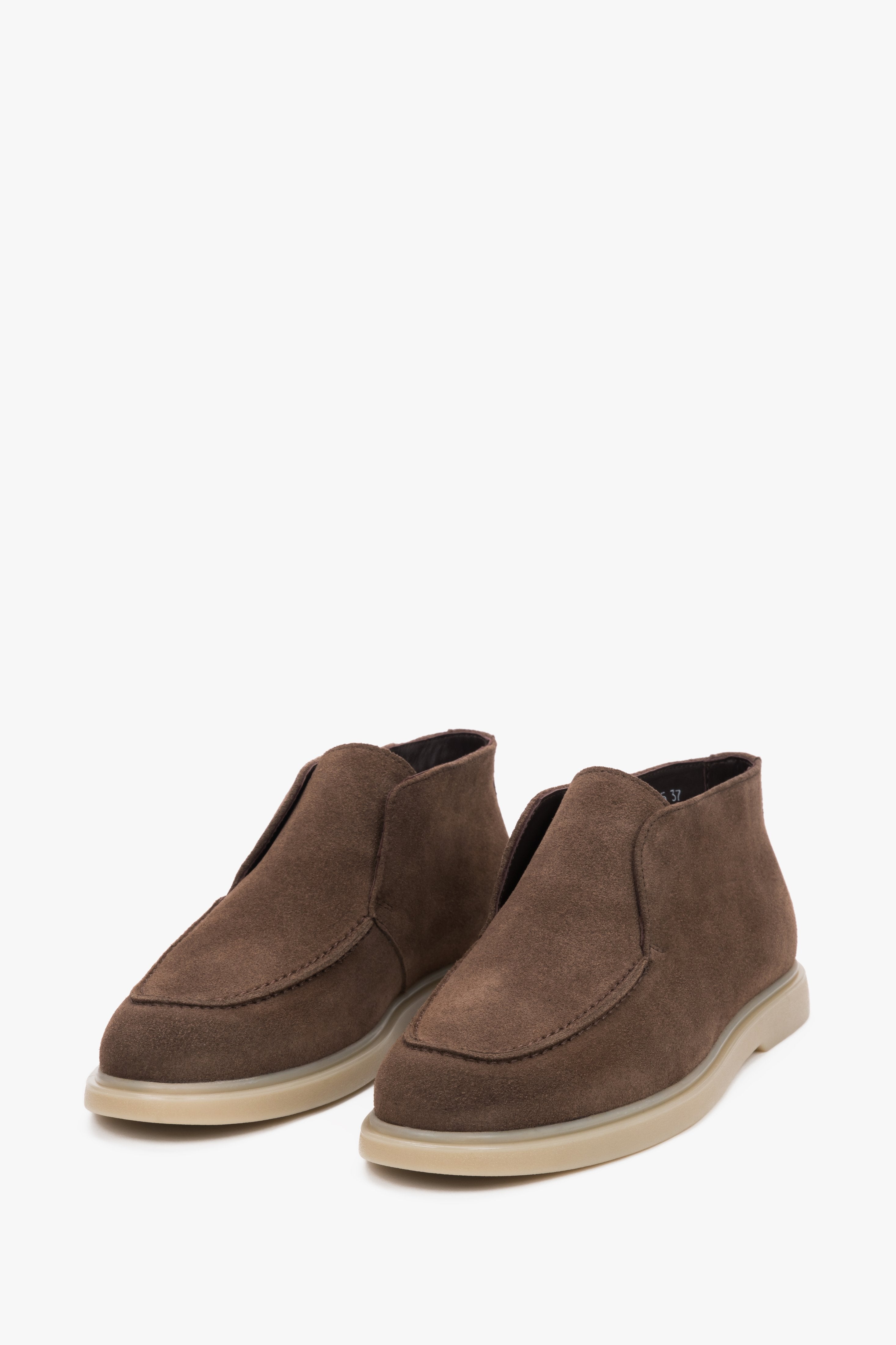 Brown platform loafers for women by Estro, made of luxurious genuine Italian suede.